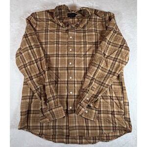 VTG‎ Pendleton Wool Flannel Shirt Sz Large Brown Plaid Check USA Made